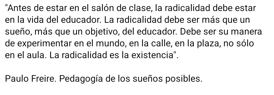 _crisstyy's tweet photo. Saludos a todos y todas la profesoras transformadoras, emancipadoras y que no pierden el sueño y la utopía.
#PauloFreire #nem #pedagogia #educacion https://t.co/6l2L98Xidh