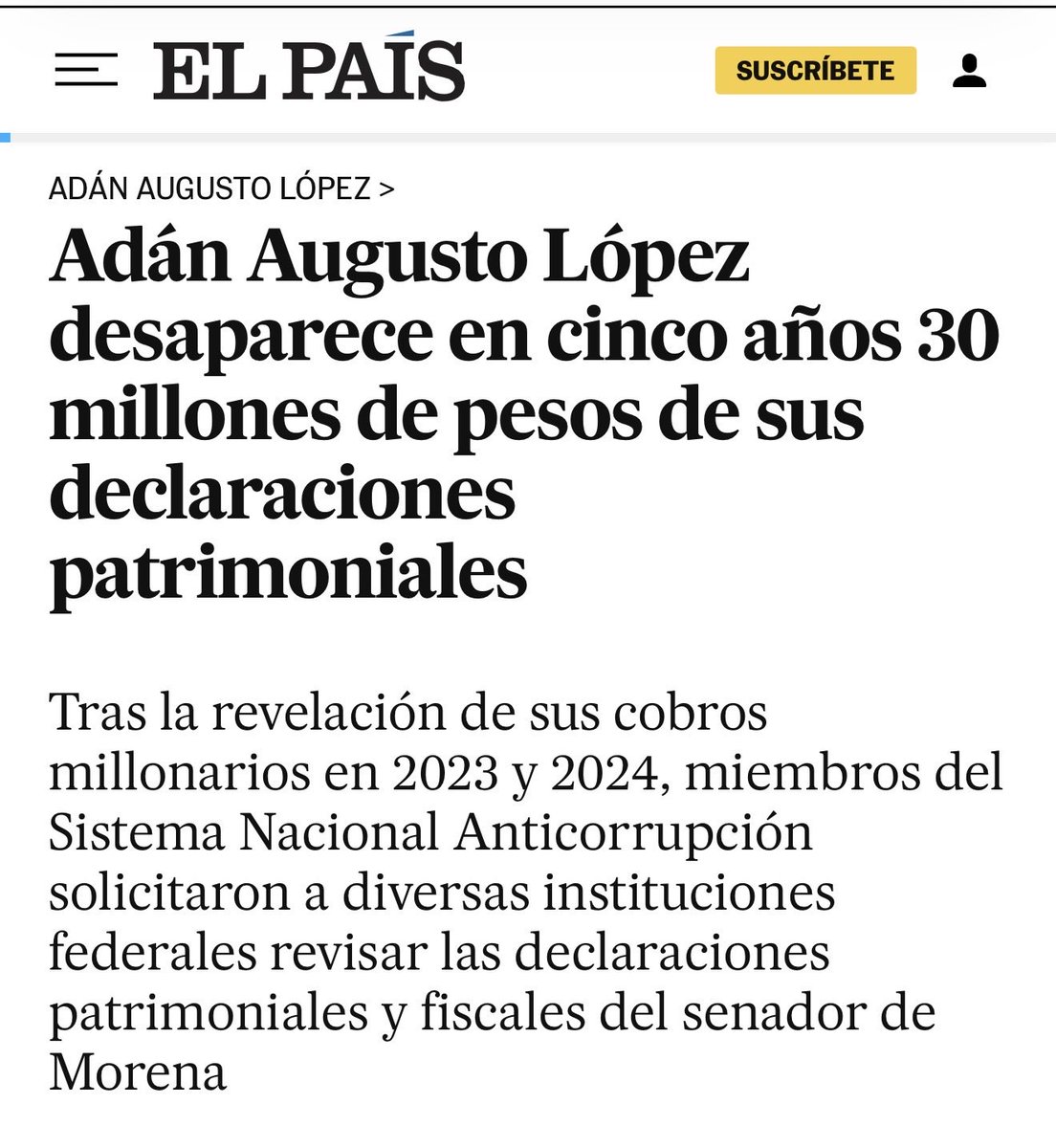 Pamela Cerdeira (@pamcerdeira) on Twitter photo 🚨 ¡Magazo! 🧙🏼♂️🪄✨
Ojo a esto de <a href="/elpaismexico/">EL PAÍS México</a> sobre las declaraciones de Adán Augusto López. 🚨 ¡Magazo! 🧙🏼♂️🪄✨
Ojo a esto de <a href="/elpaismexico/">EL PAÍS México</a> sobre las declaraciones de Adán Augusto López.