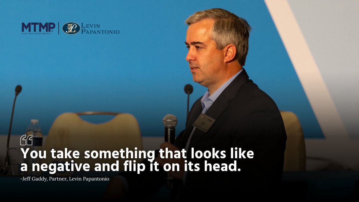 “You take something that looks like a negative and flip it on its head.” — Jeff Gaddy, Levin Papantonio

At #MTMPFall2025 today, Gaddy showed how great trial lawyers turn bad facts into powerful ones through strategy, discovery, and fearless advocacy. 

#TrialSkills