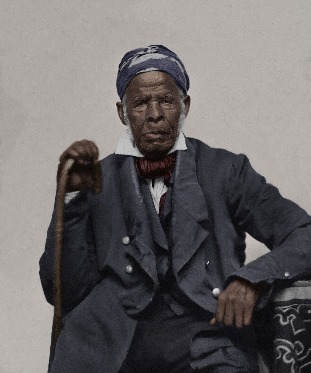 This is Omar ibn Said, a Muslim scholar from Futa Toro, in West Africa. He was enslaved in 1807 and sent to the US. While enslaved in the US he wrote a series of theological essays and a biography in Arabic