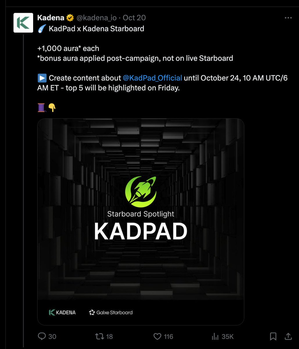 Kadena의 최근 포인트 시스템 프로모션 (X)
