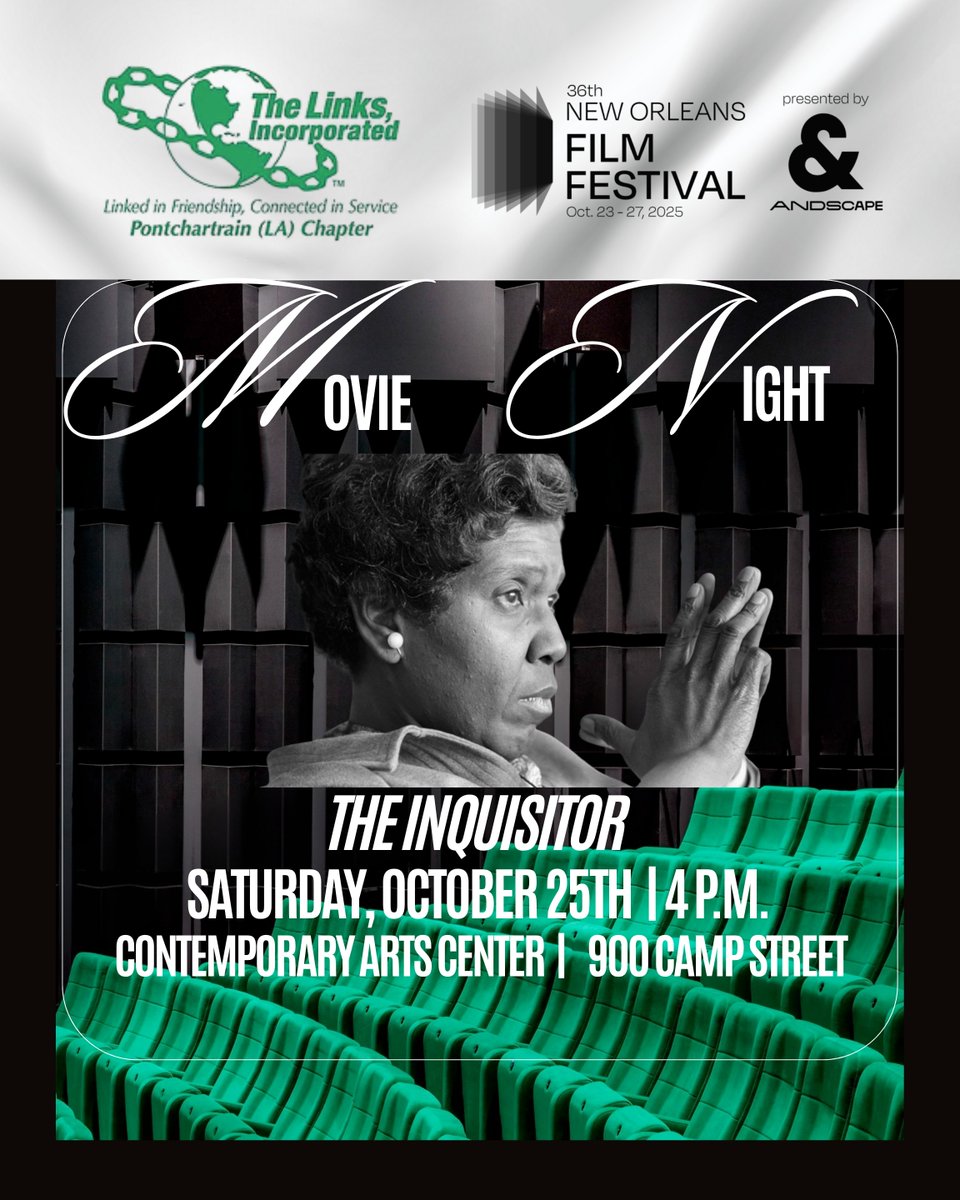 PCLinksInc's tweet image. Proud to partner with New Orleans Film Society for The Inquisitor, honoring the legacy of Barbara Jordan.
📍 @cacnola — 900 Camp St
🗓 Sat, Oct 25 • 4 PM
🎟 $18
A celebration of Black history, leadership, and purpose. Don’t miss it. 💚
#PCLinks #BarbaraJordan #NOLAFF
