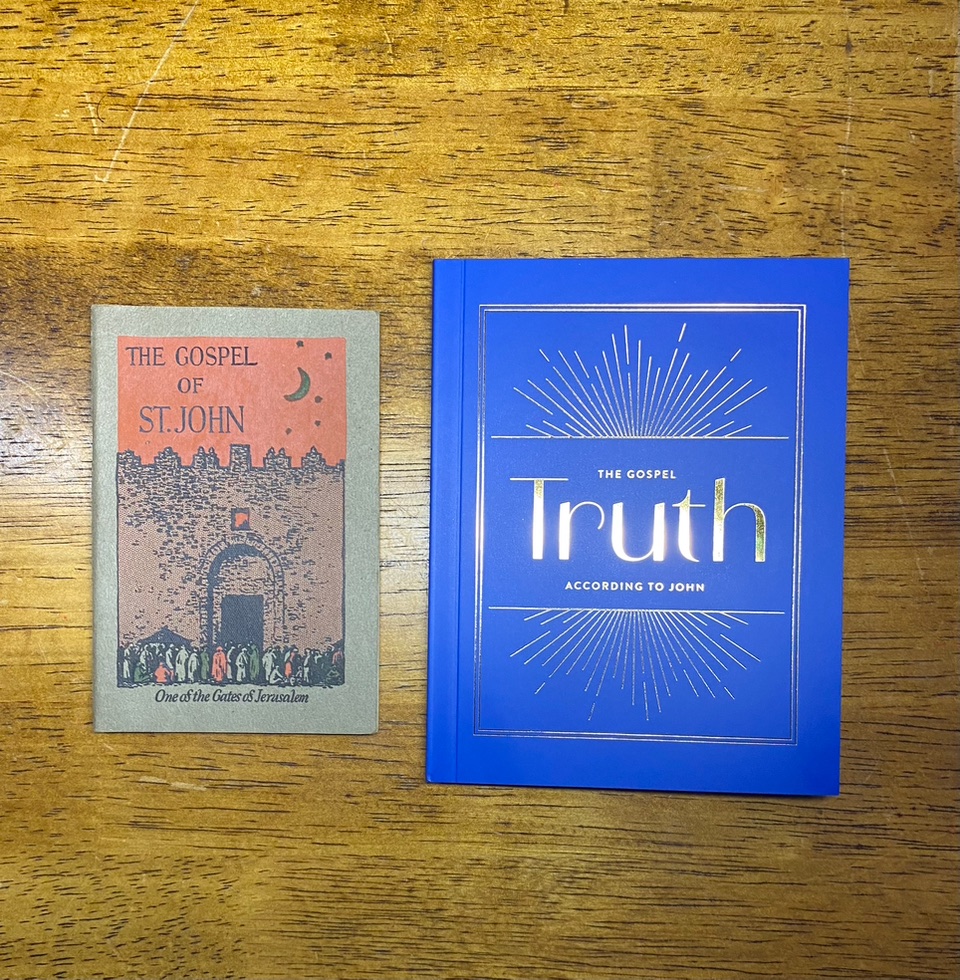 Throwback Thursday - Pictured is an American Bible Society edition of the Gospel of John printed sometime around 1920-1950, next to our recently released LSB Gospel of John. ⁠
⁠
The LSB Gospel of John is available at 316publishing.com
