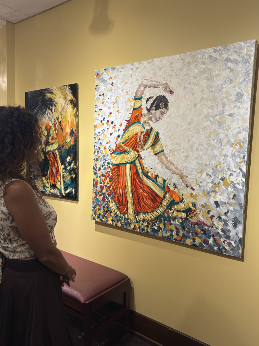 monanair's tweet photo. #Diwali open house hosted by Pinkie Mistry Art. 
Her beautiful paintings are on display and for sale at Clayton Center for the Arts for the next month. https://t.co/9b8J5emdmW