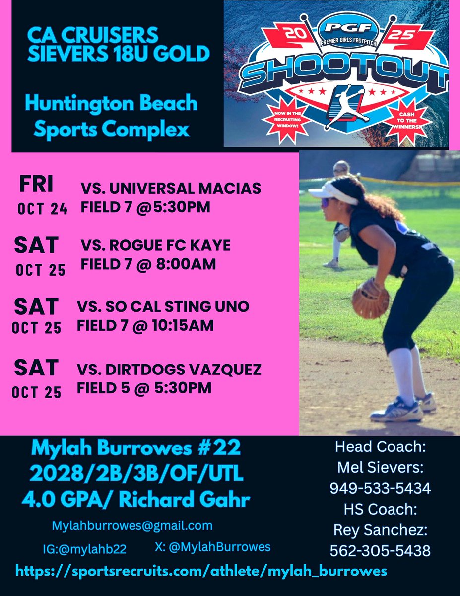 Schedule for this weekend 🚨
Come watch our team compete!
<a href="/CalCruisers18U/">Cal Cruisers Sievers 18U Gold</a> <a href="/SBRRetweets/">Softball Recruiting Reposts</a> <a href="/TOP_D1RECRUITS/">Softball Top Preps Retweet</a> <a href="/PrepSoftball/">Prep Softball 🥎</a> <a href="/ExtraInningSB/">EXTRA INNING SOFTBALL</a> <a href="/LineDsoftball/">Line Drive Media</a> <a href="/gobigrecruiting/">Go Big Recruiting</a> <a href="/SoftbalAmerica/">Softball America</a>