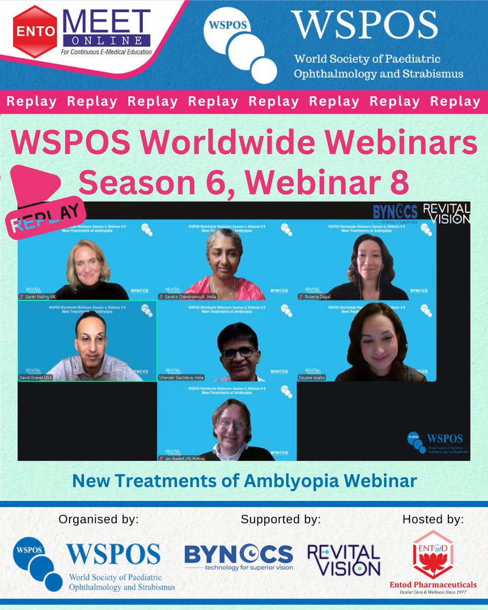 WSPOS's tweet image. 🎥 Missed our latest WSPOS Webinar? 
Catch the replay on &quot;New Treatment of Amblyopia&quot; with global experts! 
📺 Watch here: youtube.com/live/li0P4c1A-…  
Supported by: @bynocseye &amp;amp; @revitalvision1  
Hosted by: @EntodPharma