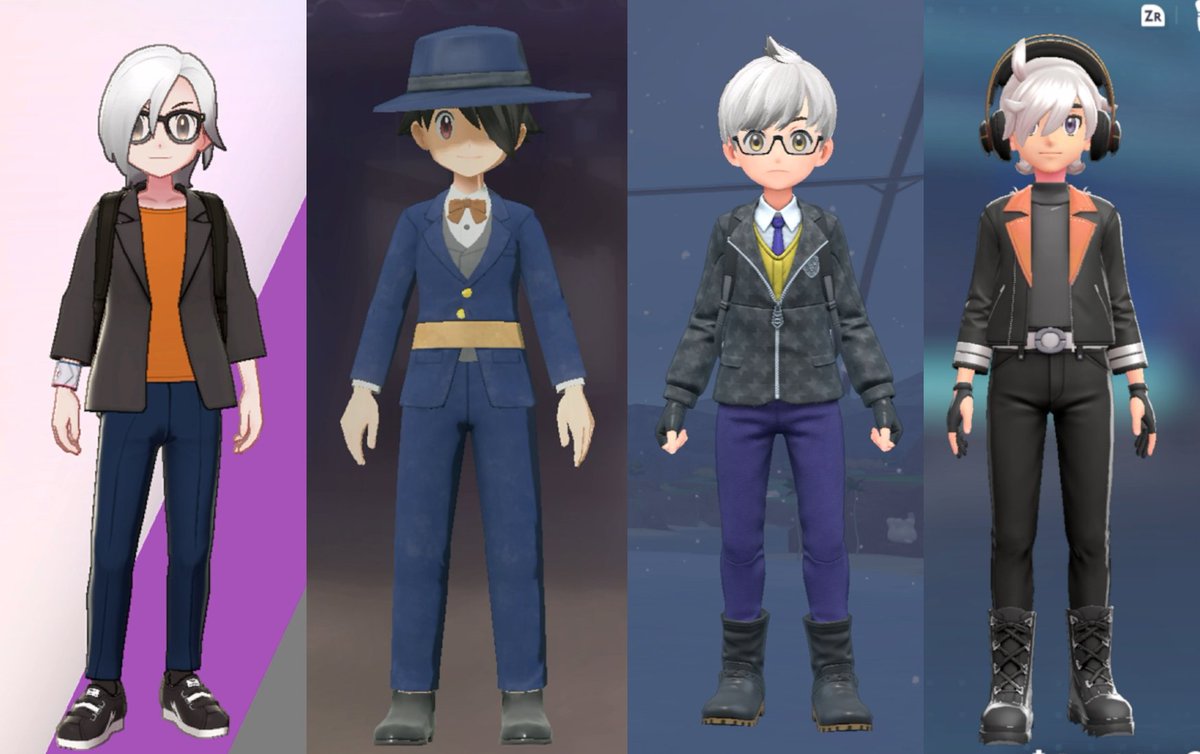 My main outfits throughout the Switch Pokémon titles! cx
(Sword, Arceus, Violet, Z-A)