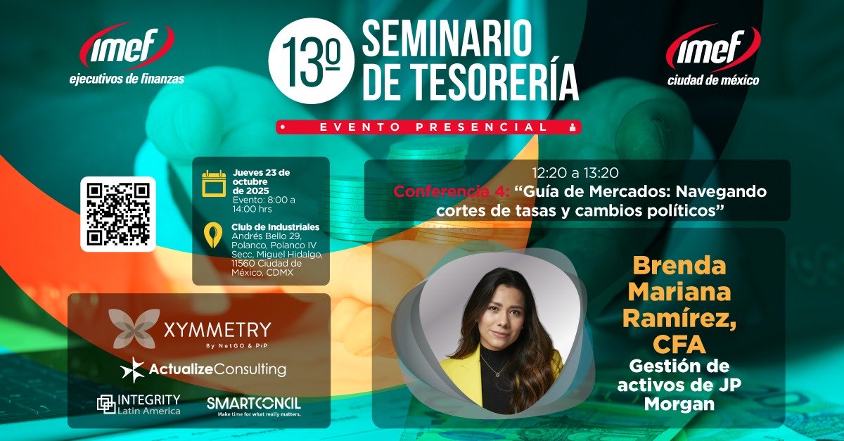 Brenda Ramírez, especialista en gestión de activos en J.P. Morgan, compartirá una visión estratégica sobre cómo interpretar las tendencias globales, anticipar escenarios y fortalecer la gestión de activos en tiempos de incertidumbre.

 🎟️ Regístrate ahora: wechamber.mx/micrositio/687…