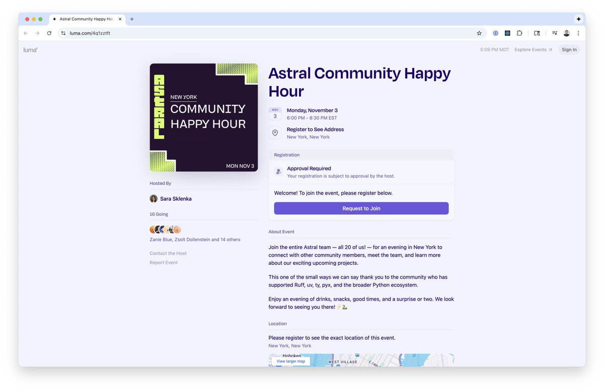 In November, we're getting the entire Astral team together here in NYC -- and as part of that trip, we're hosting a get-together for our users.

Sign up, meet the team! We want to hang out with you!