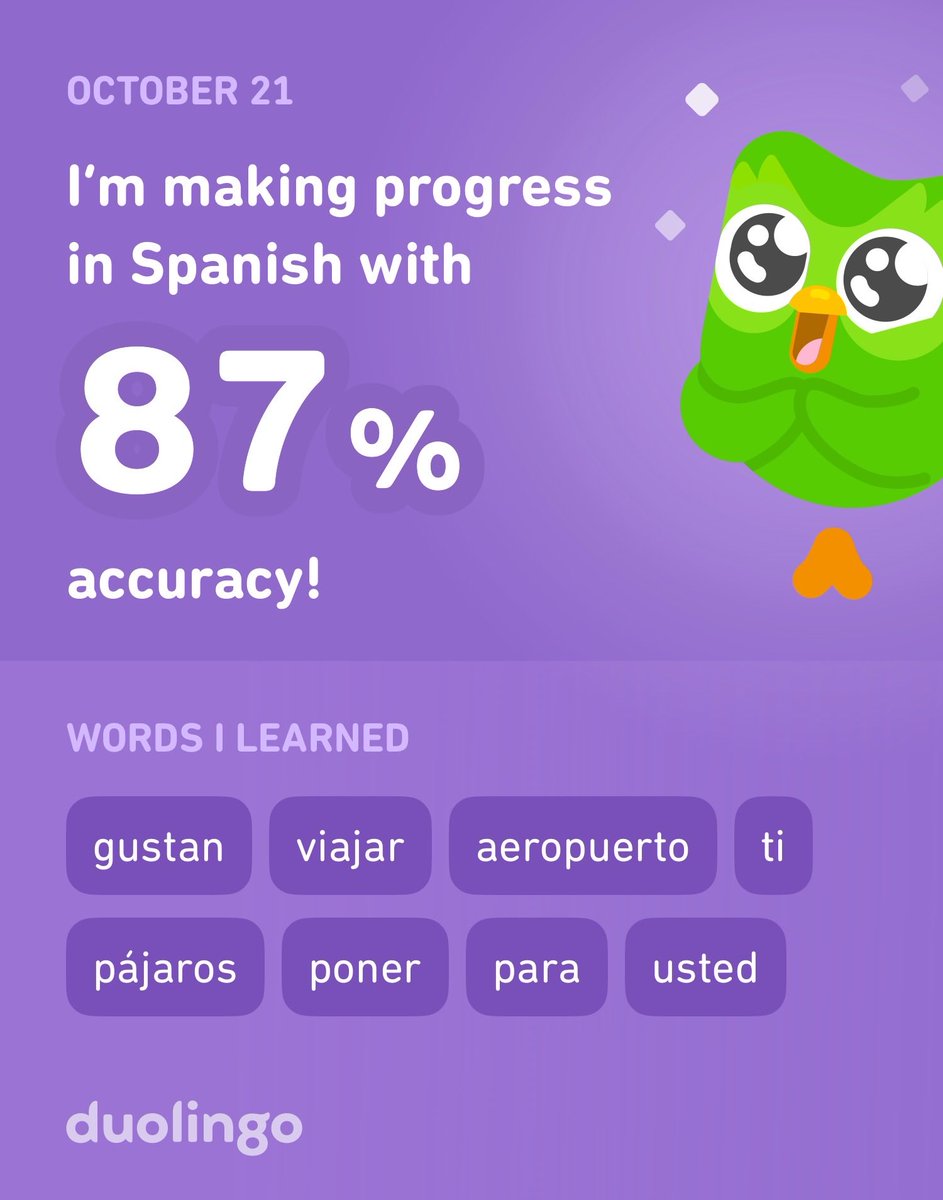 Star_Diva's tweet photo. I’m learning Spanish on Duolingo! It’s free, fun, and effective. https://t.co/jYyYFPuXAa
