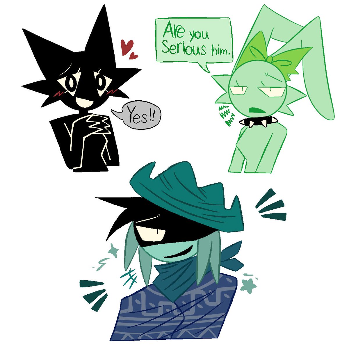 Chibot__'s tweet image. #sprunki #sprunki2p #SprunkiFanart 
#sprunkiship #tunwen ❓

( 🖤💚💖 / 🖤💚 +🎀 / 🔫🖤 )