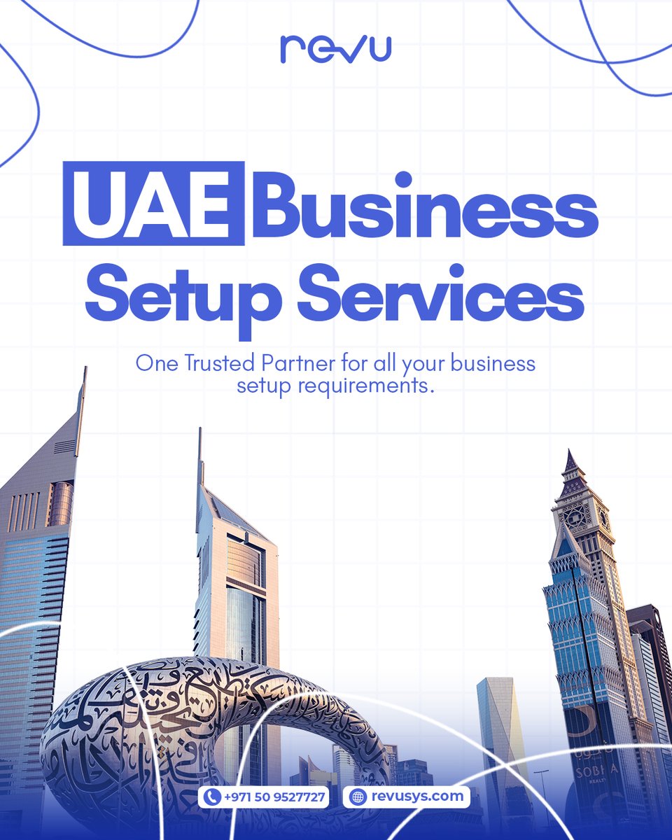 Revusysllc's tweet image. "One roof for everything you need. 

✔ Trade license &amp;amp; residency visas 
✔ Bank account opening + compliance 
✔ Workspace &amp;amp; PRO services included"

#BusinessSetupDubai #OnePartner #RevuSys