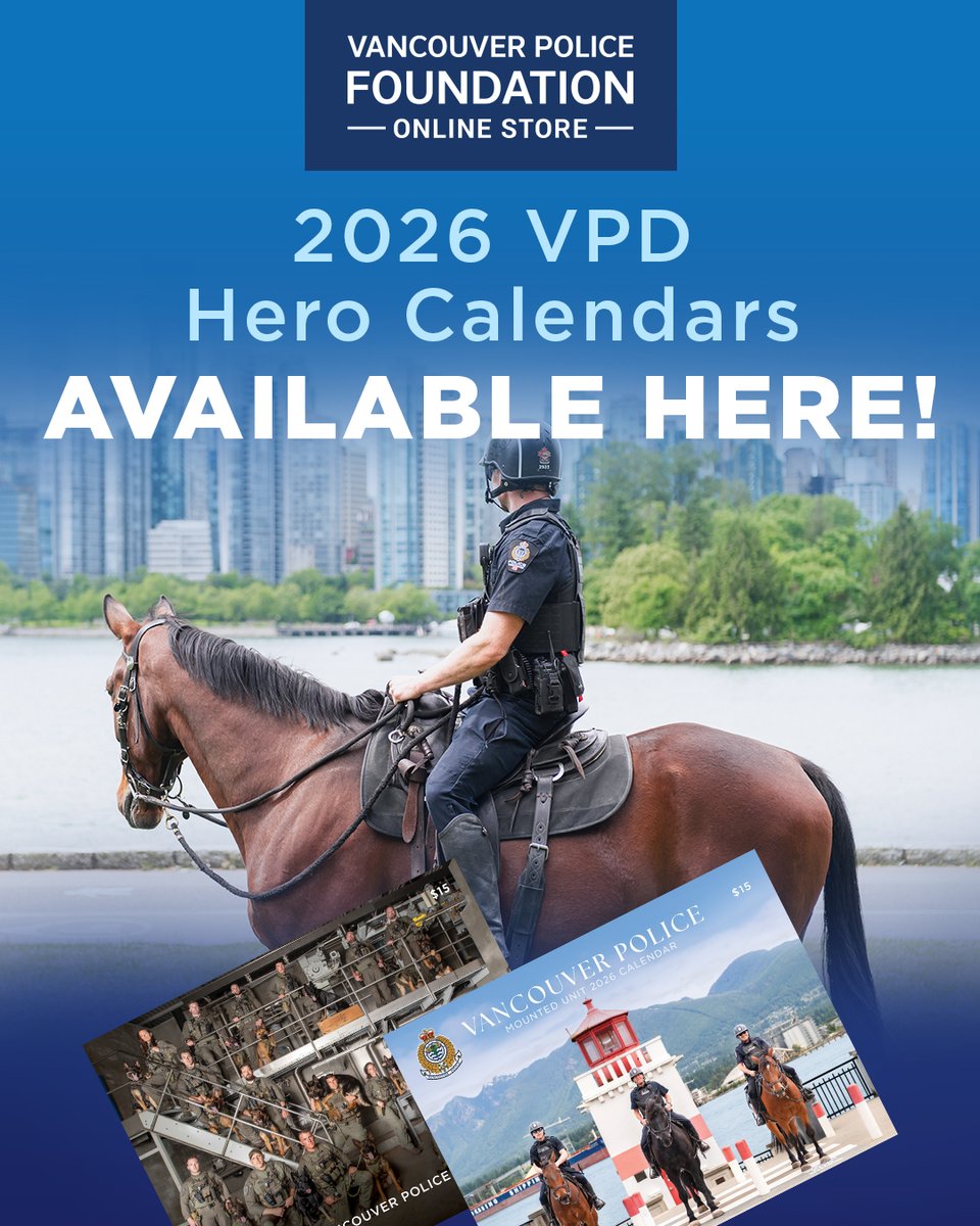 KOMCPC's tweet photo. πΎπ΄ The 2026 VPD Hero Calendars are here!
Are you #TeamPack π or #TeamHerd π΄ this year?
Support our VPD Canine & Mounted heroes while giving back to local causes! π
π
$15 each
π Buy online: https://t.co/amCZZJRZas
πOr in-person at VPD HQ, CPCs & more! https://t.co/4AKT2jFXwQ