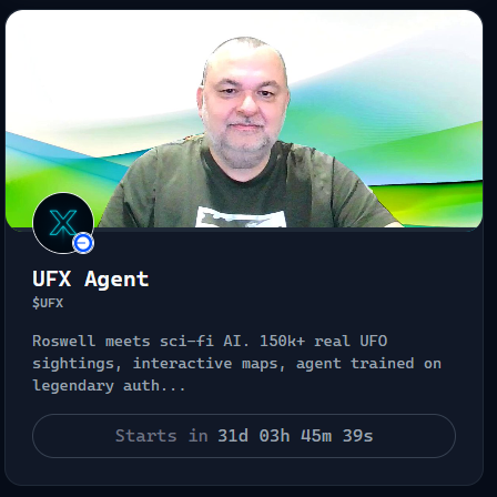 UFX Agent launch countdown on Virtuals