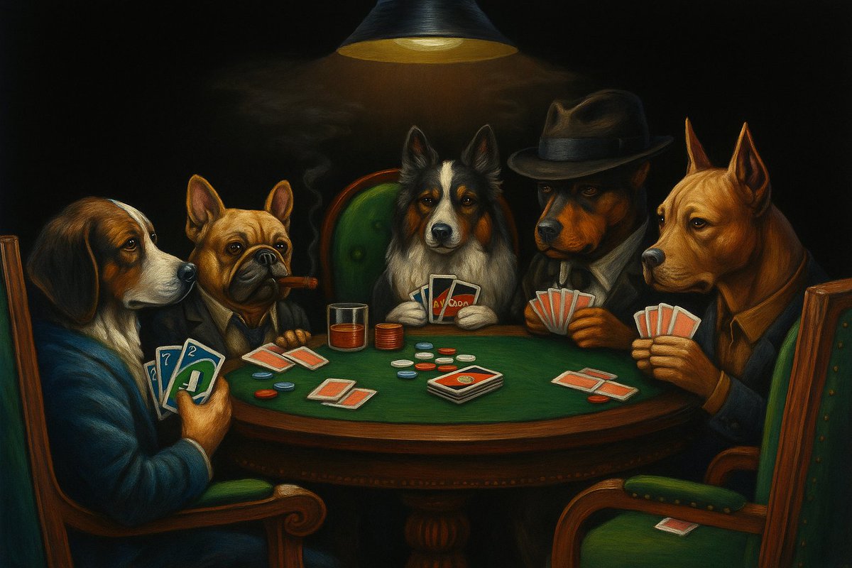 UnoVerseSol's tweet photo. 🐾 The table’s set, the cards are out, and the mafia dogs are dealing UNO ♻️🔥

UNOVERSE isn’t just a game — it’s a lifestyle. Strategy, loyalty, and chaos all in one deck.
#UNOVERSE #BlockchainGaming #Solana #UNO https://t.co/qAQ4ykTzDC