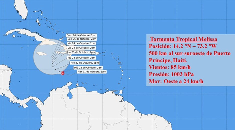 🌀 Durante la tarde de este martes, Melissa ha tenido un lento movimiento sobre aguas del mar Caribe con poco cambio en su intensidad, al suroeste de Haití

cubadebate.cu/noticias/2025/…