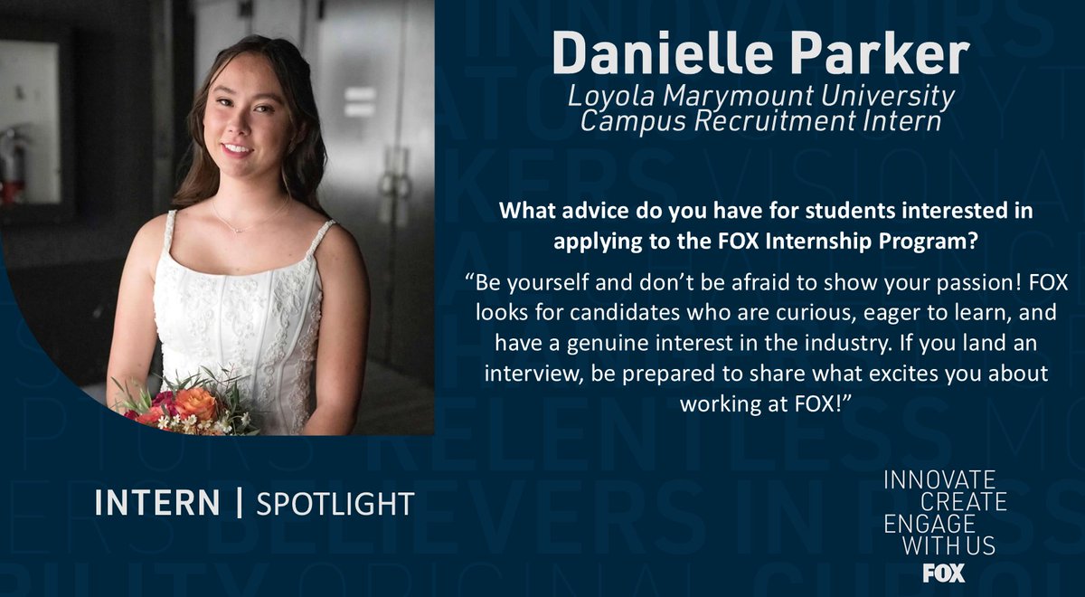 Introducing some of our FOX Corp Fall 2025 Interns and their #foxinternship experience 🍁💭
✨Allison Giammona - HR &amp; Employee Engagement Intern
✨Serin Kim - L&amp;D Intern
✨Dylan Shem - Finance Intern
✨Danielle Parker - Campus Recruitment Intern