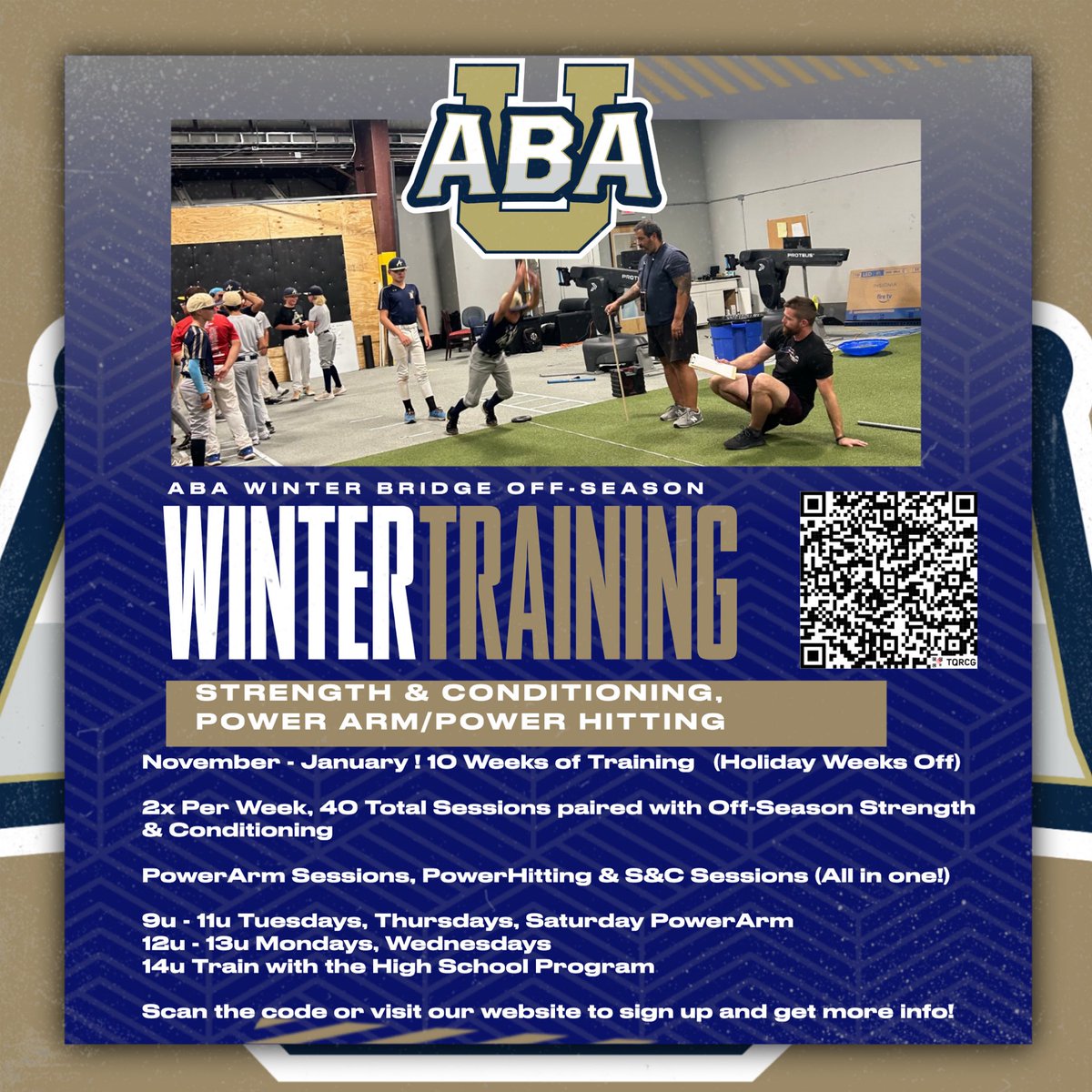 AbqBaseballAcad's tweet photo. It’s that time of year! Let’s get back in the gym and have a great off-season together. Let us help you prepare for next spring. Open to all kids and all programs! Two facilities to serve you. @themacsports https://t.co/ZqpDMooKud
