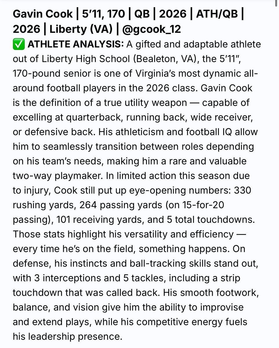 Gavin Cook ‘26 ATH/QB #7 tweet media