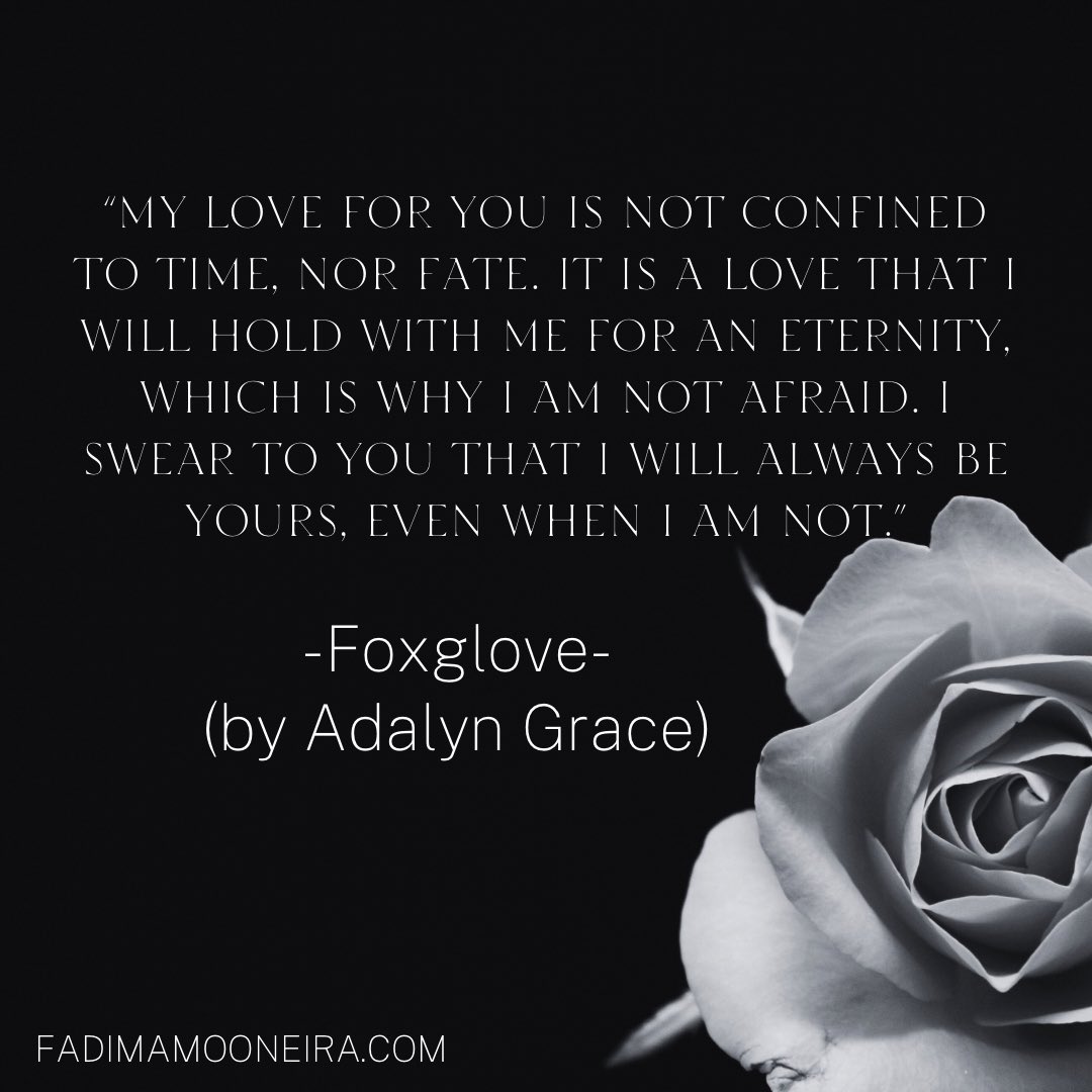 Mooneira's tweet image. #LoveNotesWednesday

From Foxglove~ a dark romantic novel by Adalyn Grace 🖤🖤🖤🖤🖤

#Foxglove #AdalynGrace #YARomantasy #DarkRomantasy #LoveSnippet #LoveQuote #RomanticQuote #FadimaMooneiraDotCom