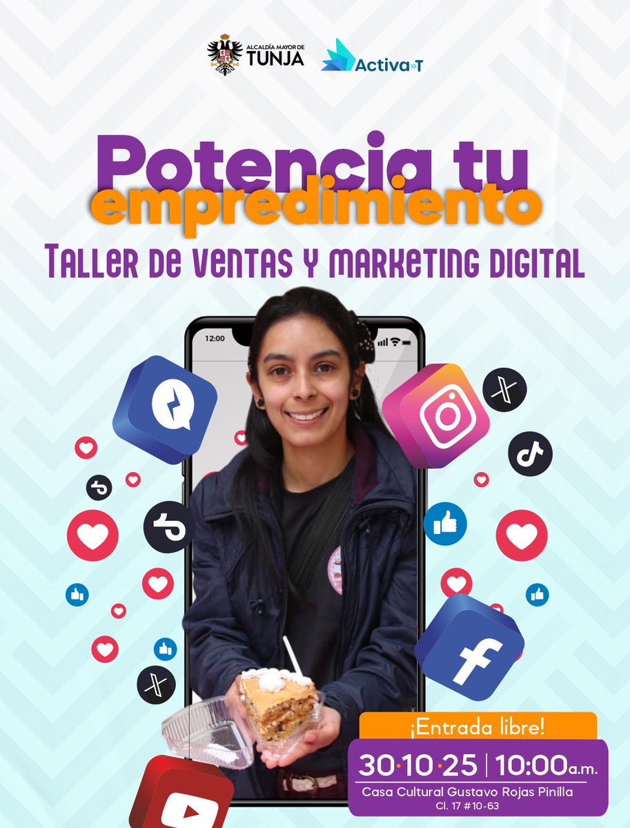 Aprende a conectar con las nuevas tecnologías, potenciar tu marca y llegar a nuevos clientes.

Participa en nuestro taller de marketing digital y descubre estrategias que impulsarán tu crecimiento.

#ConectamosConLosEmprendedores