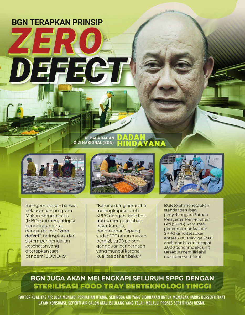 markwu6's tweet image. Prinsip baru, semangat baru! 💥
BGN terapkan Zero Defect demi jaga kualitas dan kepercayaan publik. Setiap SPPG kini dilengkapi alat sterilisasi food tray modern, bikin makanan MBG tetap higienis sampai ke siswa. #BGN #ZeroDefect #MBG