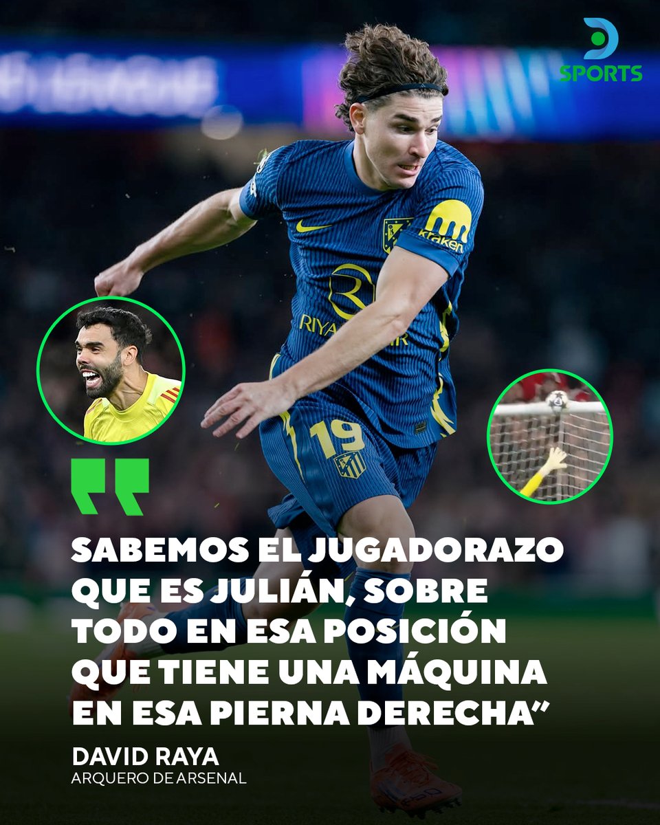 ¡DAVID RAYA LLENÓ DE ELOGIOS A JULIÁN ÁLVAREZ! 🔥

▶️ En el encuentro entre Arsenal y Atlético de Madrid, la Araña estrelló un tiro en el travesaño del arco defendido por el español.

⚽️ Finalmente, los Gunners golearon a los colchoneros por 4-0.

¿Qué opinan? 🤔

🎙️ ESPN

📷 J.A