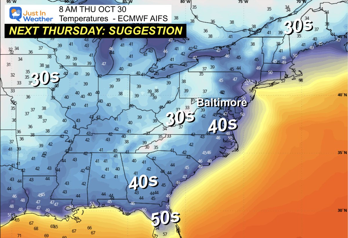 THE BIG CHILL 
🥶 Have you heard about the major pattern change NEXT WEEK?
🤖 This is how the AI Version of The ECMWF Model is showing it
💁🏻‍♂️Reminder this is NEXT THURSDAY and how long until we start seeing 'polar vortex' everywhere? 🤣 
I doubt this will be precise and I am NOT