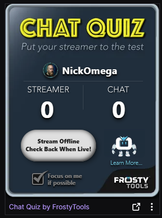 iNickOmega's tweet photo. Chat quiz added, now it's just a waiting game until it's used 👍 https://t.co/tLu1V6lpeL