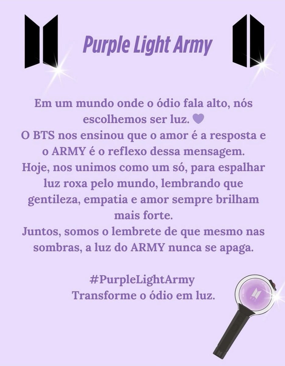 kaka964's tweet photo. Em um mundo onde o ódio fala mais alto,  nós escolhemos ser luz.  💜

"Tranforme o ódio em luz " 💜

#PurpleLightArmy https://t.co/C0FqueA3Ap