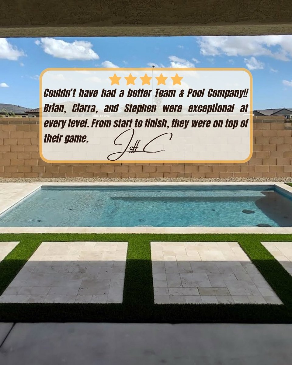 calpool's tweet image. Nothing moves the needle more for our team than a 5-Star Review!✨

Doesn’t get any better than a shoutout for the entire team as exceptional.💪Thank you, Brian, Ciarra, and Stephen, for your excellent work and customer service.

#fivestarreview #azpoolbuilder #waddellpoolbuilder