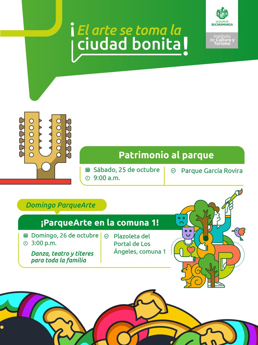 ¡El arte se toma la ciudad! 🤩🎭👨🏼‍🎨
Ya está la agenda cultural y artística para que todas las familias, grandes y chicos, propios y visitantes, disfruten de lo mejor del IMCT. 😁🗓️📋