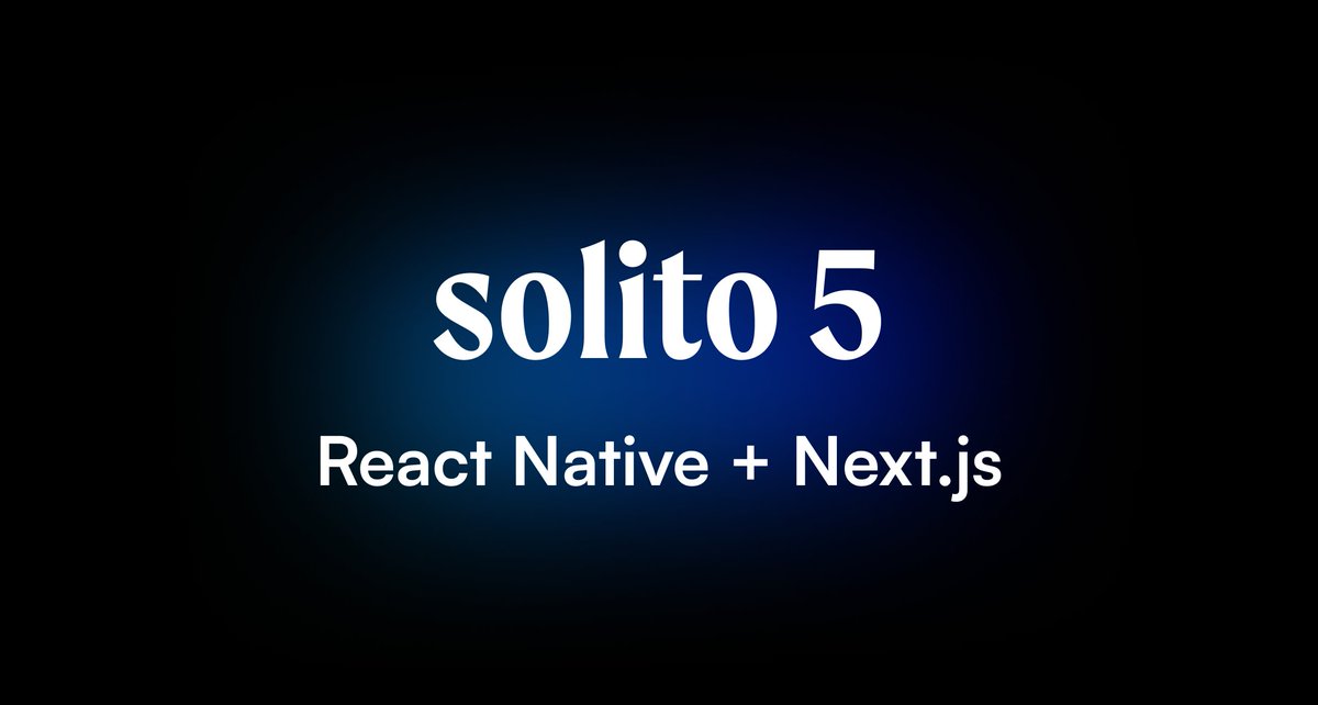 FernandoTheRojo's tweet image. Introducing Solito 5:
A simplified way to share code between Next.js and React Native.
→ Pure Next.js on Web
→ react-native-web dependency dropped
→ Next.js 16 support
→ Expo 54 starter monorepo
yarn add solito