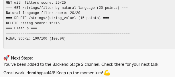 dorathy_pmk's tweet image. Just passed Stage 1 of the Backend development journey! I built a full String Analyzer API with Node.js/Express.
#hng13 #technotober2025 #backenddevloper