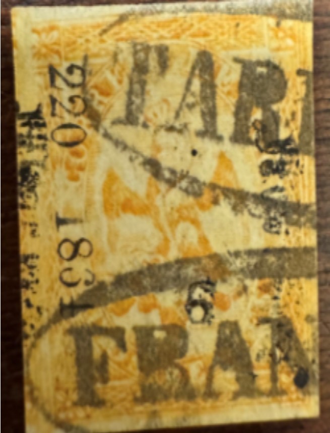 🇲🇽 From my Collection: Maximilian Empire, Imperial Eagle, 2 reales  Yellow. Third Period, 220-1864 - District "MORELIA" used in Sub-District No. 5  "TARETAN" with Schatzkés Postmark No. 1002 "FRANCO - TARETAN" with 10 points of  rarity!. Only 5000 stamps were printed with these