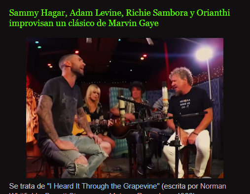 BrujitoHechizer's tweet photo. En el blog @adamlevine, @sammyhagar, @TheRealSambora y @orianthi  https://t.co/c1wnbxMki9

#NietoNiLoOtroDeTodoUnPoco #blog #escritor #musica #BrujitoHechizero #adamlevine #sammyhagar #richiesambora #Orianthi #Clasico #soul #rock #zapada #jam #marvingaye #livemusic #AXSTV https://t.co/x9pGCLyfEd