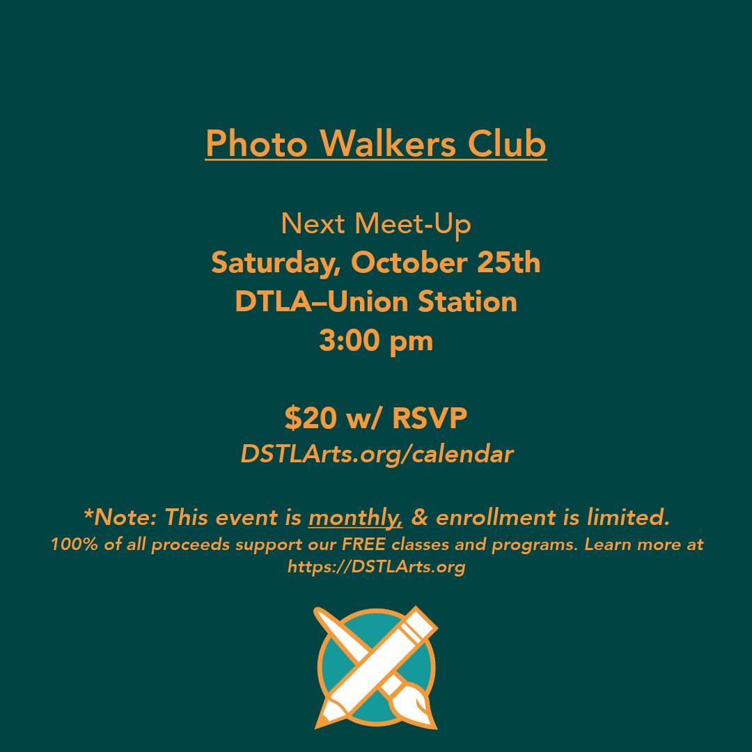 DSTLArts's tweet image. THIS SATURDAY; 3 PM! Join us for the next DSTL Arts #PhotoWalkersClub meet-up! Register now at DSTLArts.org/calendar.