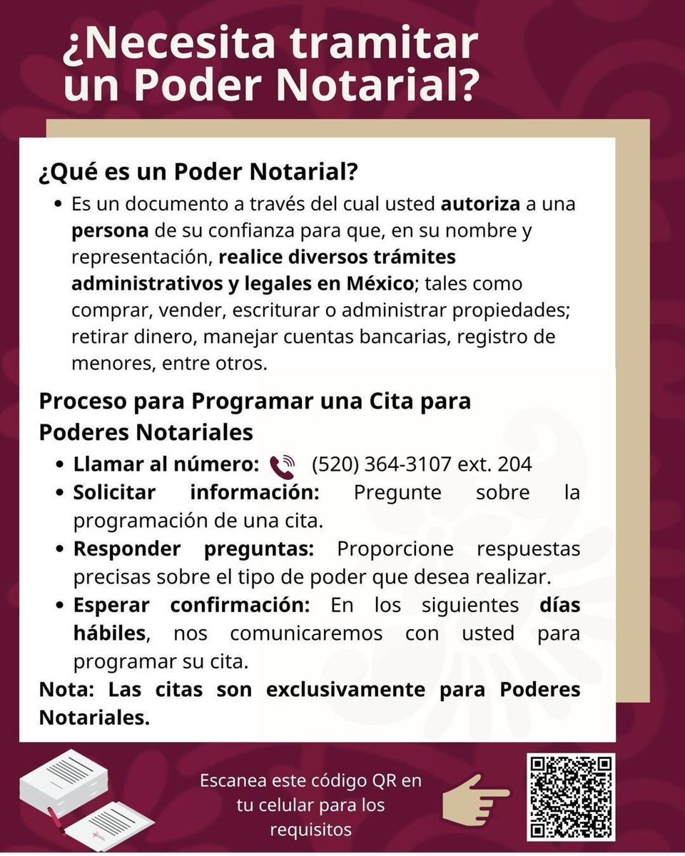 ConsulMexDou's tweet photo. ¿Necesitas realizar trámites importantes? Un poder notarial puede ser la solución. Acércate al Consulado de México en Douglas y tramita tu poder notarial de manera fácil y rápida. ¡No dejes pendientes! #PoderNotarial #TrámitesConsulares #ConsuladoMéxico https://t.co/FTcJcknkm1