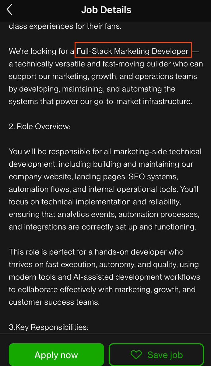 davidyu37's tweet image. Remember when "full-stack developer" just meant you knew both frontend and backend?
Those were simpler times.
Now with AI in the picture, the job description has gotten... ambitious.
Companies are out here expecting developers to: