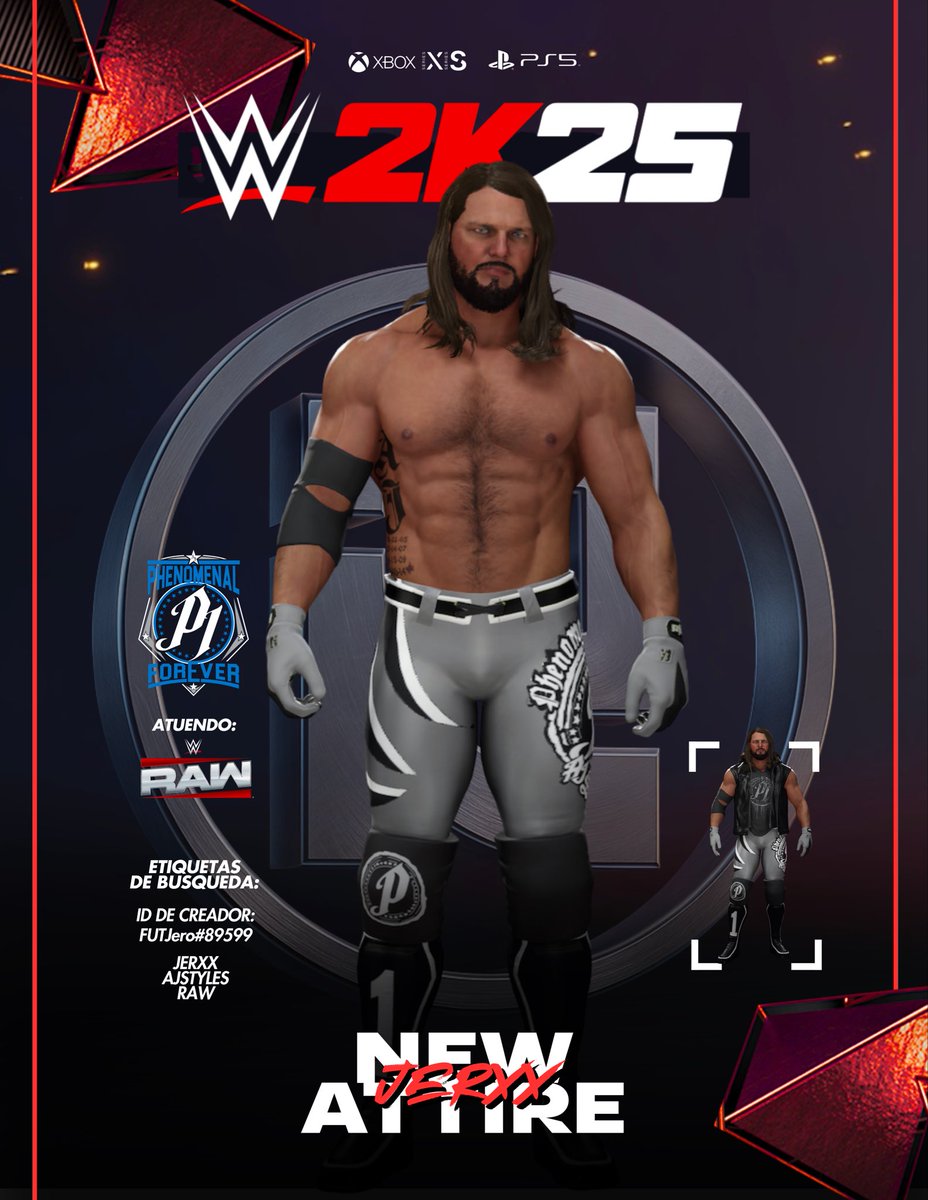 Jerxx_07's tweet image. NEW UPLOAD 🚨AVAILABLE ON COMUNITY CREATIONS‼️

Download @AJStylesOrg attire #RAW now available on #WWE2K25 on all consoles.

#WWERaw           #SmackDown           #WWENXT           #LuchaLibreAAA