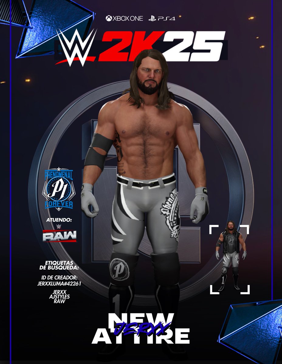 Jerxx_07's tweet image. NEW UPLOAD 🚨AVAILABLE ON COMUNITY CREATIONS‼️

Download @AJStylesOrg attire #RAW now available on #WWE2K25 on all consoles.

#WWERaw           #SmackDown           #WWENXT           #LuchaLibreAAA