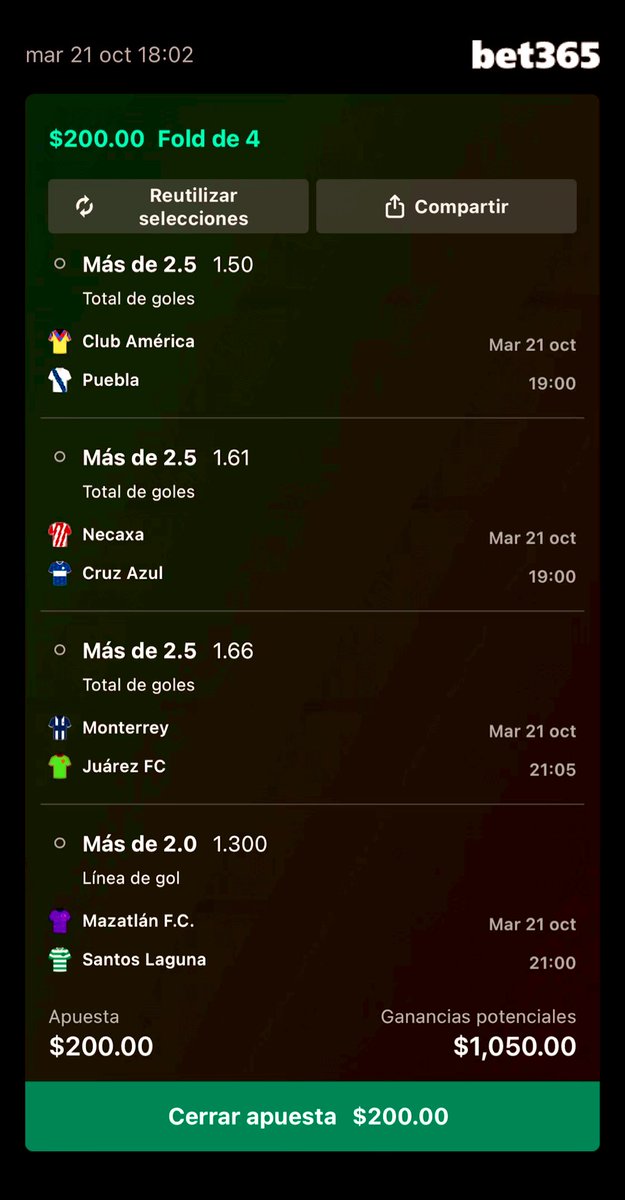 MickyApuestas's tweet image. DINÁMICA LIGA MX! 🇲🇽
Se van $300 esta noche!
Requisitos:
🐈⬛ Dejar tu ❤️🔁 (AMBOS!)
🐈⬛ Comentar el número de goles y ganador en cada juego.
🐈⬛ Seguirme es obligatorio!
Les dejo mi parlay para esta noche y no olviden que estaré dando $5,000 en el tweet fijado de mi perfil.
