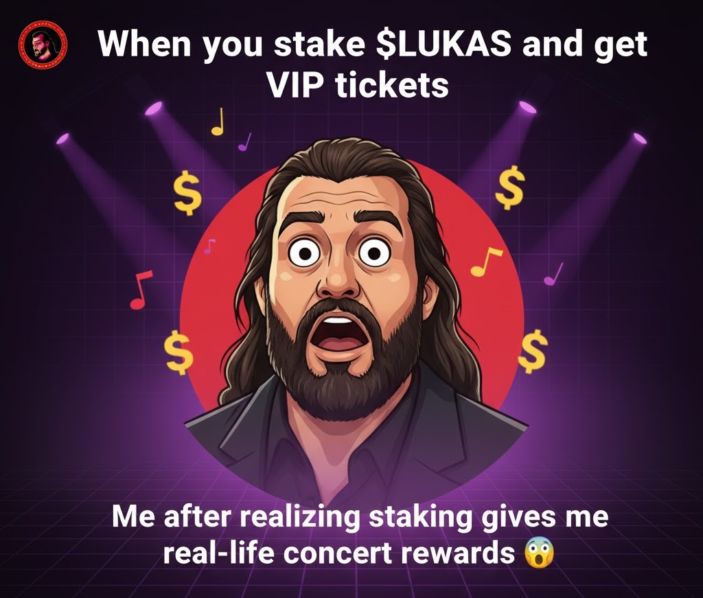 "You get backstage! You get VIP seats! You get staking rewards!"

$LUKAS is giving the whole community something special. It's time to upgrade your fandom. 🎤🔥<a href="/lukastoken/">$LUKAS - Aca Lukas</a> #LUKASMeme