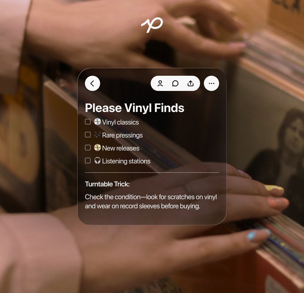 Digging for vinyl classics, rare pressings, and new releases? 💿

Please helps you turn your finds into a plan, complete with checklists, tips, and local shops.