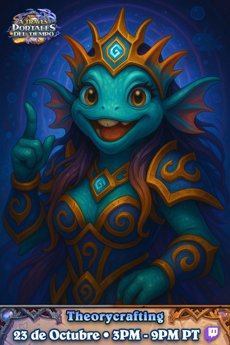 xcecyxx's tweet image. 🎴✨ ¡VIAJAMOS A TRAVÉS DE LOS PORTALES DEL TIEMPO! ✨🐸
Este 23 de octubre estaré en el Theorycrafting de la nueva expansión de Hearthstone🥳

💥 Durante el directo habrá SORTEO ESPECIAL para los viajeros del tiempo:
✅ Dale FAV + RT a este post
✅ Etiqueta a un amigo que ame…