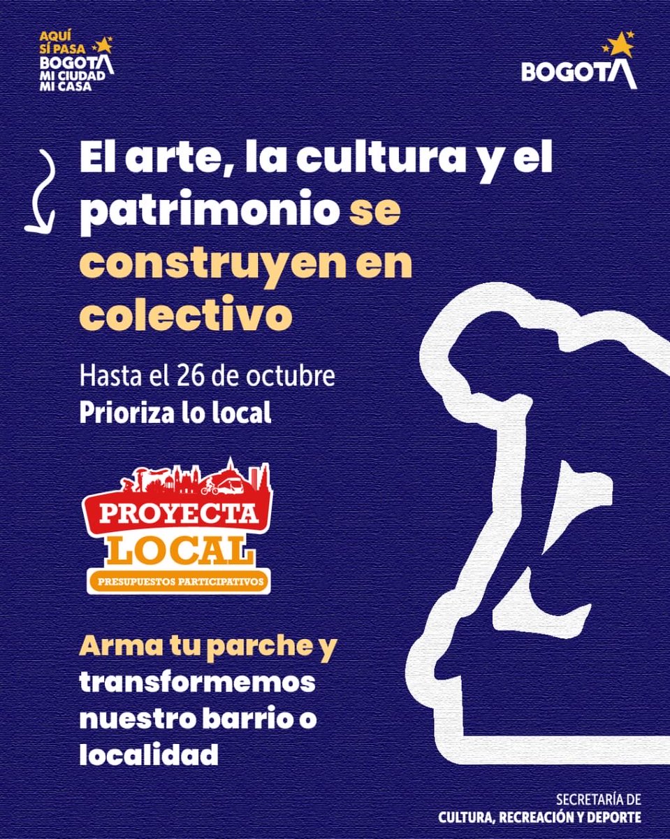 CulturaenBta's tweet photo. 🗣️ ¡La cultura sigue moviendo a Bogotá! 💫
Con 2️⃣5️⃣4️⃣4️⃣ iniciativas inscritas en #PresupuestosParticipativos, el sector Cultura lidera una vez más la participación ciudadana en la Plataforma de Gobierno Abierto Bogotá. 🌟
Ahora es momento de decidir, vota en #ProyectaLocal por los proyectos de arte, cultura y patrimonio que quieres que se hagan realidad o que quieres ver materializados en tu localidad 🎭🎨
🗓️ Tienes hasta el 26 de octubre para ingresar a 👉 https://t.co/Ph9kQgGeyS y hacer que tu voz transforme la ciudad.
💛 #AquíSíPasa cuando participamos y hacemos cultura.