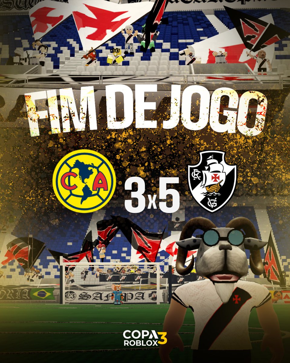 Copa_Roblox's tweet image. FIM DE JOGO!
O América tenta, mas não consegue superar o poderoso ataque do Vascão, que QUASE aplicou uma goleada no time mexicano!
#CopaRoblox
🟡 #ClubAmerica 3 x 5 #Vasco 💢
