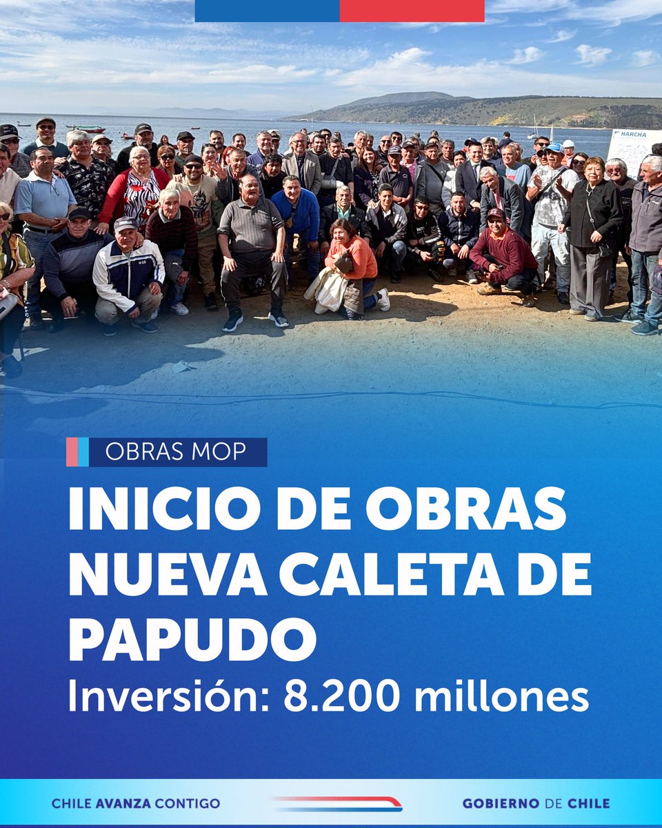 MOPValparaiso's tweet photo. #ObrasMOP | ¡Cumpliendo un sueño histórico para Papudo! ✨ Iniciamos las obras de la Caleta de Pescadores Artesanales, inversión de más de $8.200 millones de pesos, beneficiará a más de 100 pescadores artesanales #ChileAvanzaContigo ✨🏗️🌊 https://t.co/Vn1PHUDMMv