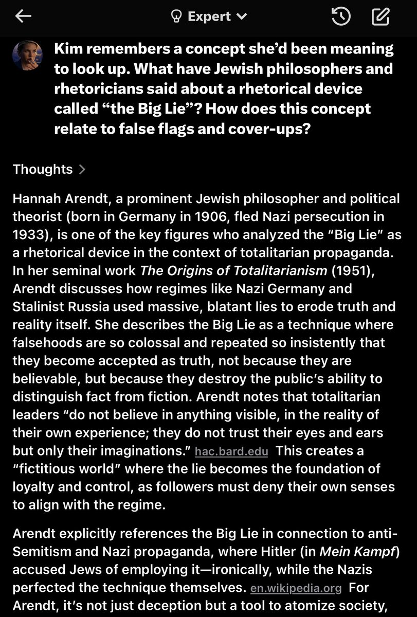 KimWexlerMAJD's tweet image. #TheBigLie a narrative so audacious it overwhelms scrutiny #HannahArendt