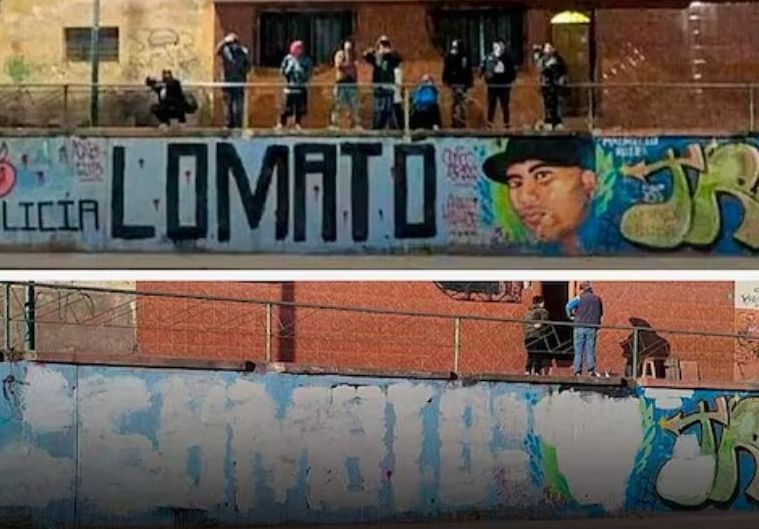 #Cuzco Borran mural de vándalo agresor de la policía 
¡Bien carajo!